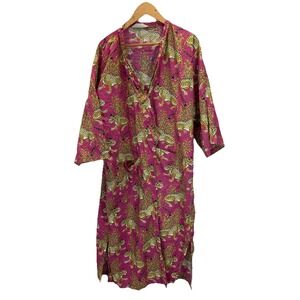 Print Fresh Robe Women's L/XL  Pink Bagheera Jungle 100% Cotton Pockets